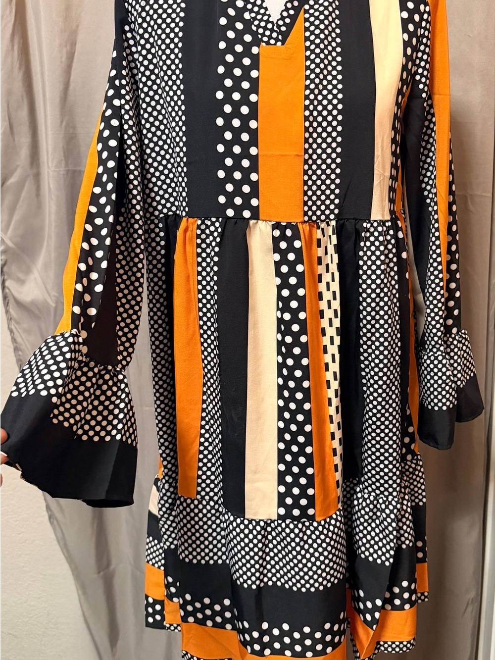 Polka Stripe Wall Art Print - Black & Orange Modern Pattern